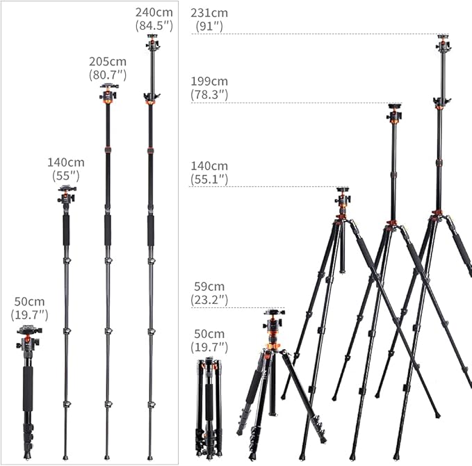 K&F CONCEPT 78 inch DSLR Camera Tripods - Image 3