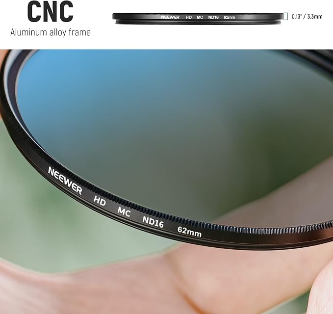 Neewer 62mm ND Lens Filter Set, ND16/ND32/ND64/ND1000, Lens Cleaning Pen - Image 5