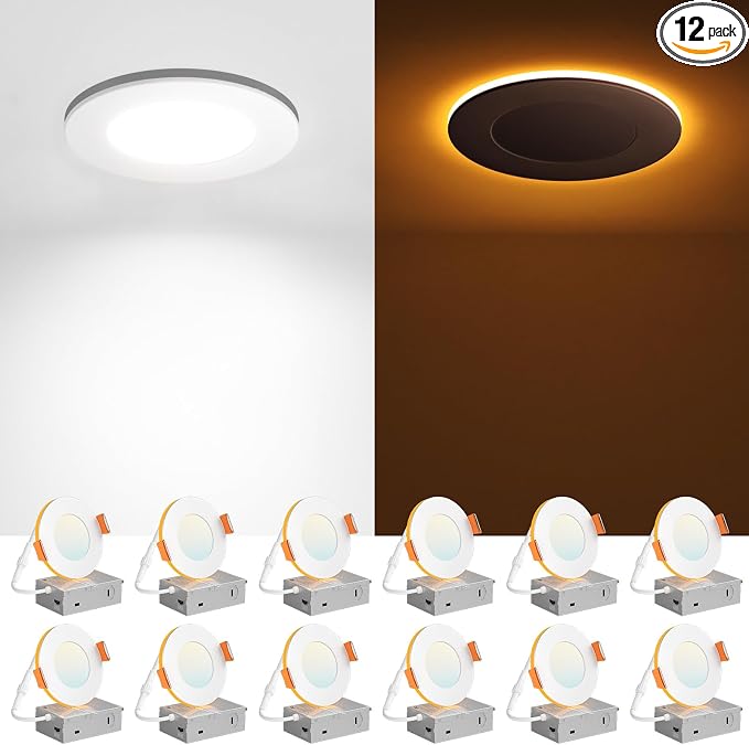 Amico 12 Pack 3 Inch 5CCT LED Recessed Ceiling Light by Amico