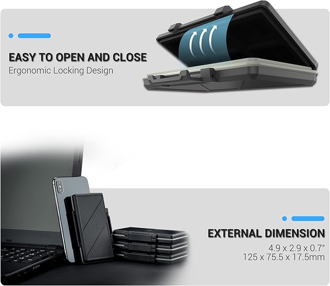 4 Slots CF Card Holder, Water-Resistance Anti-Shock Compact Flash Card Case - Image 6