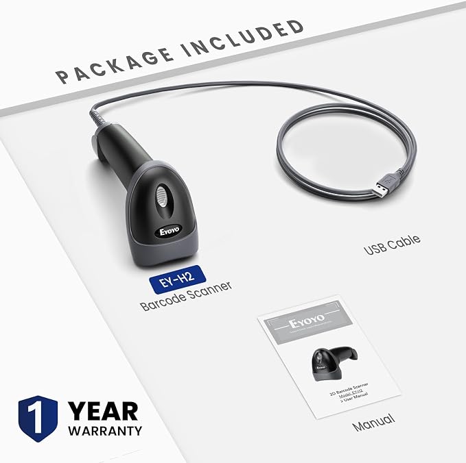 Eyoyo USB 2D Handheld Wired Barcode Scanner, Automatic QR Code Scanner PDF417 - Image 9
