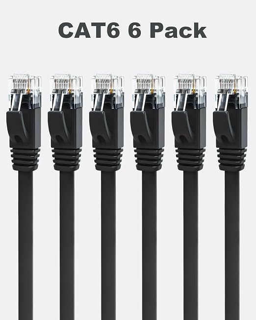 Yauhody CAT 6 Ethernet Cable 10ft 6-Pack Black, High Speed Solid Flat CAT6 - Image 8