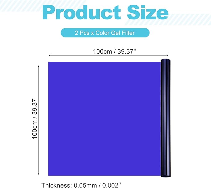 MECCANIXITY Lighting Gel Filter 39.4x39.4 Inch Dark Blue Color Correction Sheet - Image 2