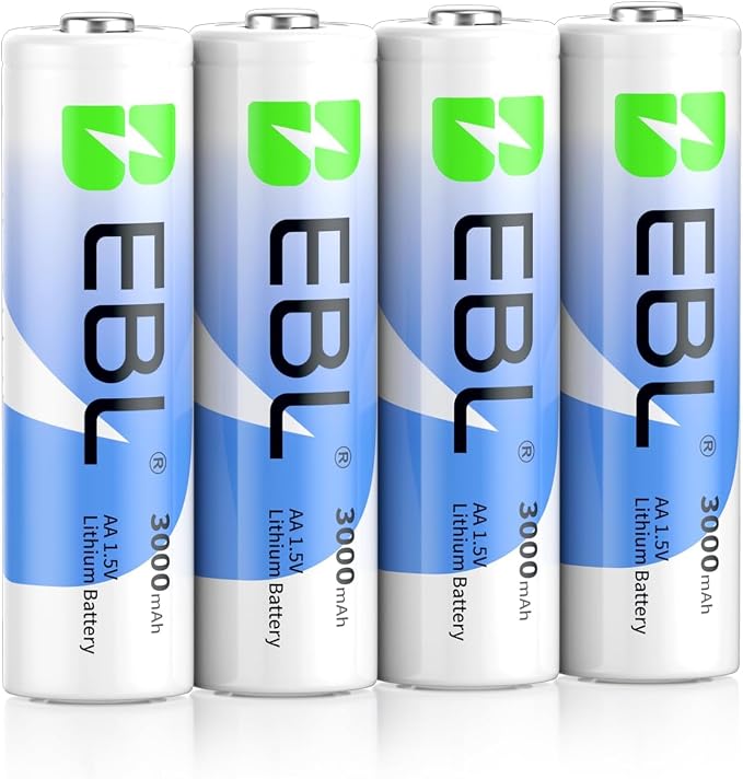 EBL Lithium Batteries AA 4 Pack, 3000mAh 1.5V Non-Rechargeable High Performance by EBL