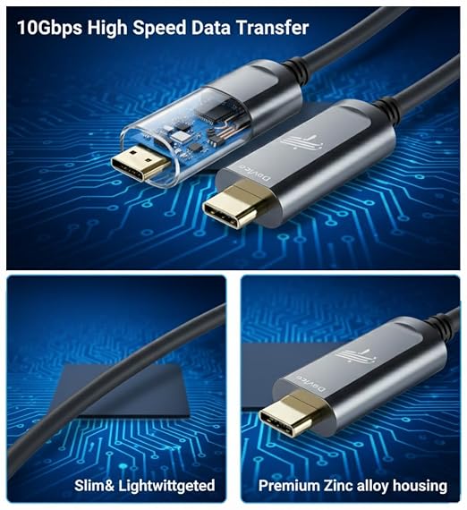 Fiber Optic USB A to USB C Cable 50ft, 10Gbps Active Optical Long-Distance - Image 2