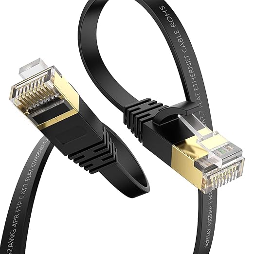 Cat7 3FT-3Pack Ethernet Cable Flat-Black-10Gbps High Speed Ultra Slim Network - Image 2