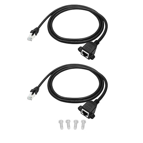2Pcs Cat6 Ethernet Extension Cable 2FT, RJ45 Male to Female Ethernet Panel Mount by Aurorapath