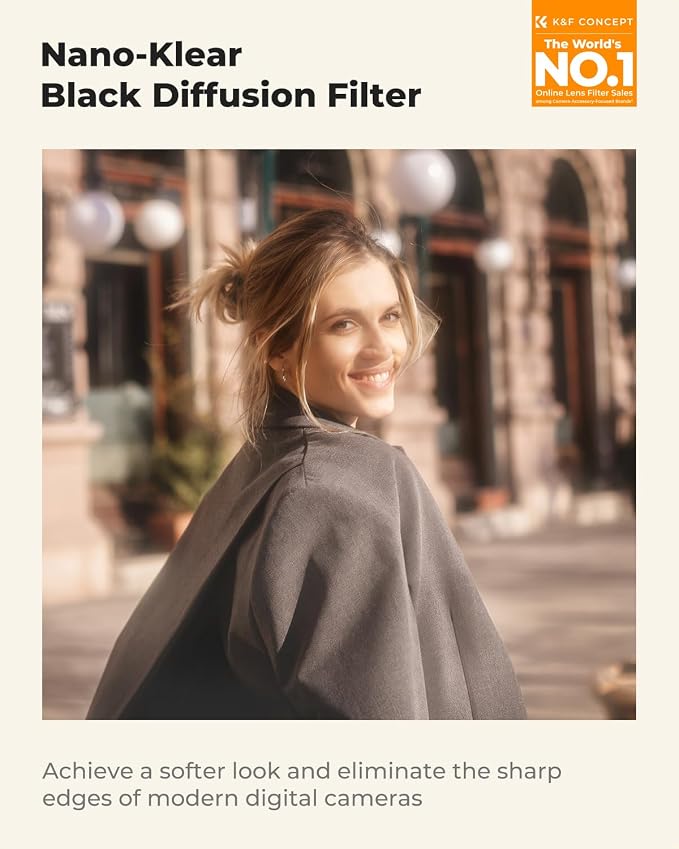 K&F CONCEPT 49mm Black Diffusion 1/2 Filter Mist Cinematic Effect Filter - Image 2