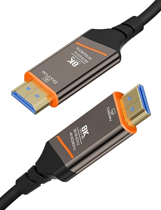 Fiber Optic HDMI Cable 20FT, 8K HDMI 2.1 Cable, High-speed 48Gbps, Support by DICEKOO