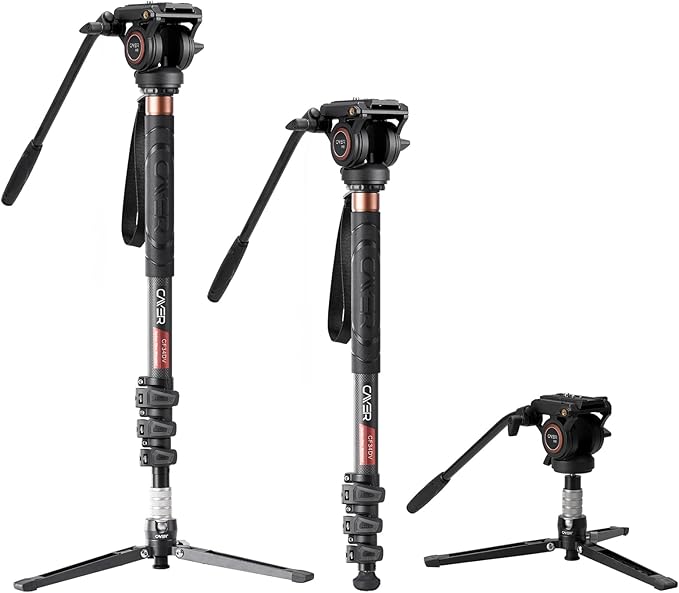 Cayer Monopod Camera Stand, Carbon Fiber Telescopic Monopods Kit by Cayer