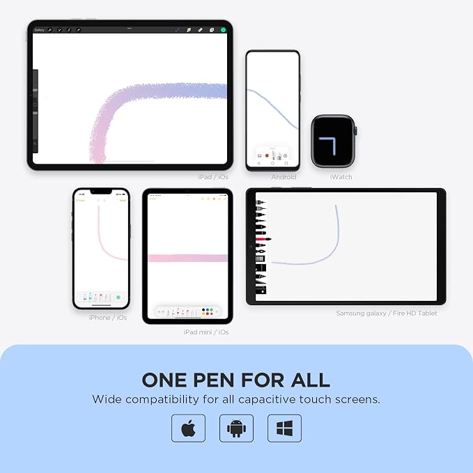 Pen for Tablet, Capacitive Disc Tip Stylus Pencil & Magnetic Cap Compatible - Image 2
