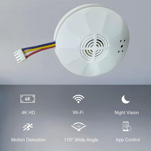 4K Ultra WiFi Hidden Camera, Smoke Detector Shaped Cameras - Image 2