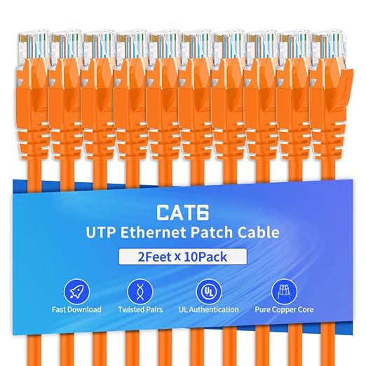 Cat6 Ethernet Cable 2 Feet 10 Pack Network RJ45 Cat6 Internet Patch Cable by XANHAM