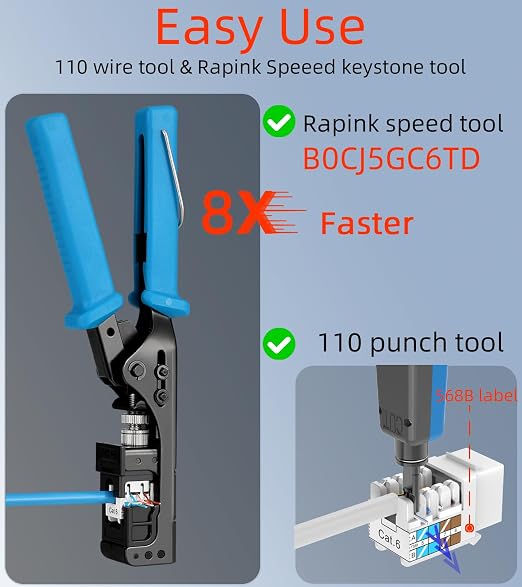 Rapink RJ45 Keystone Jack Cat6 10G Support, Keystone Jacks UTP 50 Pack - Image 4