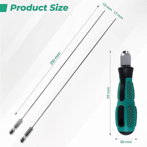 3D Printer Nozzle Cleaning Kit, 1.5mm & 1.7mm Extra-Long Stainless Steel Throat - Image 2