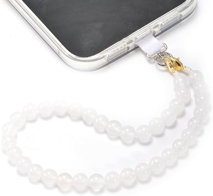Agate Beaded Phone Wrist Strap for Women Men Stone Beads Charm Handmade by Aluckiss