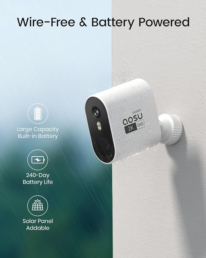 aosu Security Cameras Wireless Outdoor Home System, True 2K HD Night Vision - Image 4