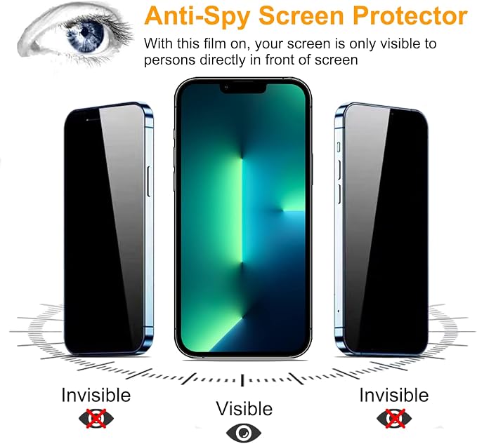 PEHAEL 2+2 Pack for iPhone 13 Pro Privacy Screen Protector - Image 4