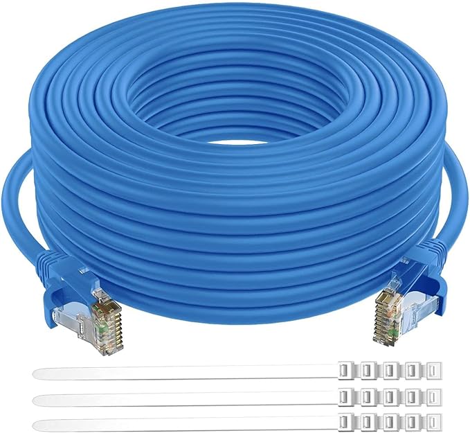 Adoreen Cat 6 Ethernet Cable 75 Ft-Blue, Outdoor & Indoor Snagless Long Round by Adoreen