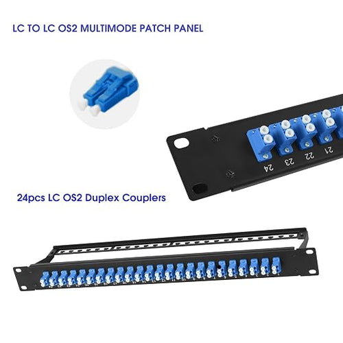 1U Fiber Patch Panel with 48 LC OS2 Single Mode Fiber Optic Couplers Singlemode - Image 2