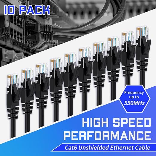 Cat6 Ethernet Cable 2 Feet 10 Pack Network RJ45 Cat6 Internet Patch Cable - Image 2
