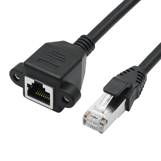2Pcs Cat6 Shielded Ethernet Extension Cable 1FT, RJ45 Male to Female Panel Mount - Image 2