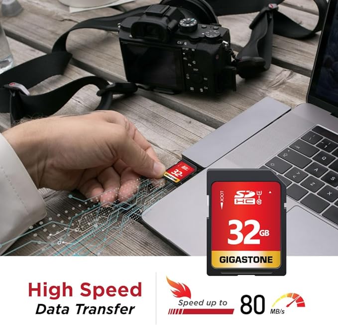 GIGASTONE 32GB SD Card 5-Pack UHS-I U1 Class 10 SDHC Memory Card High-Speed - Image 3