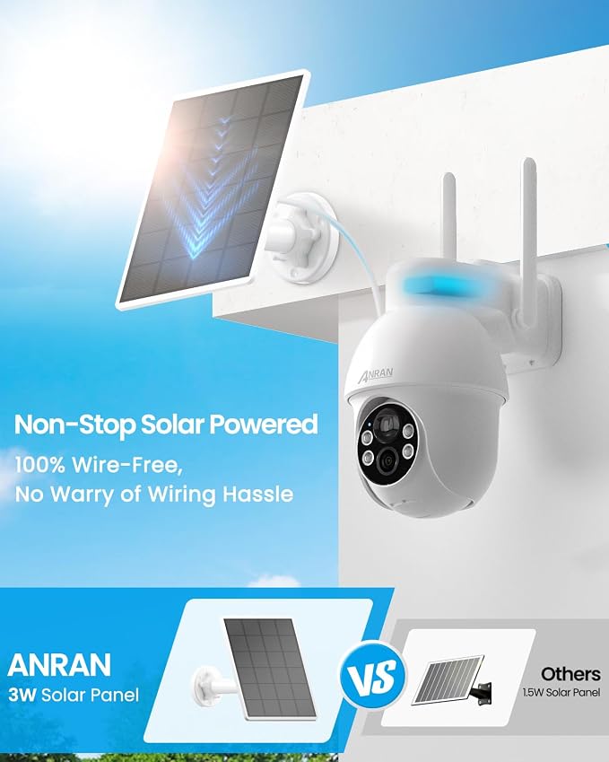 ANRAN 2K Solar Security Camera Outdoor Wireless, WiFi Camera Battery-Powered - Image 3
