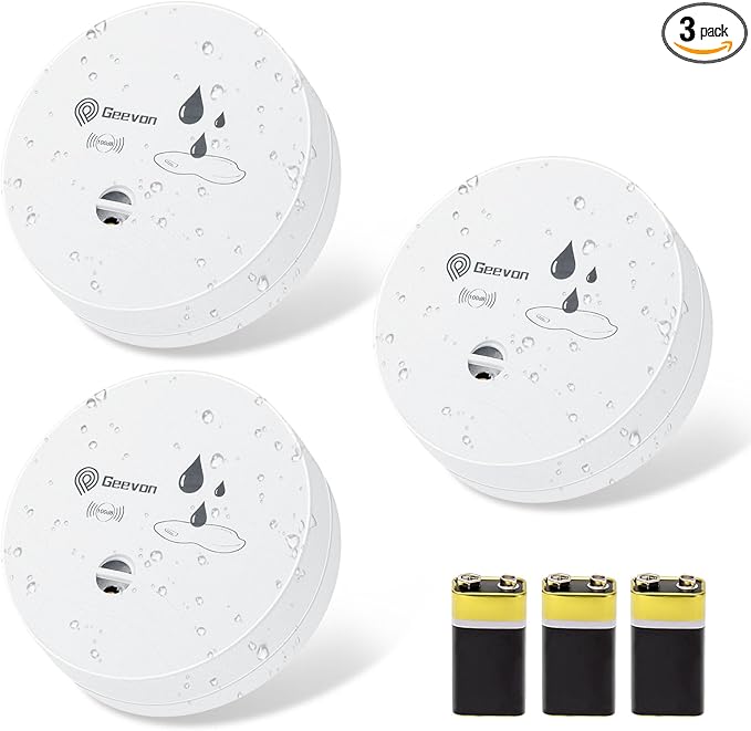 Geevon 3 Pack Water Leak Detectors, 100dB Water Sensor Alarms Flood Detector by GEEVON