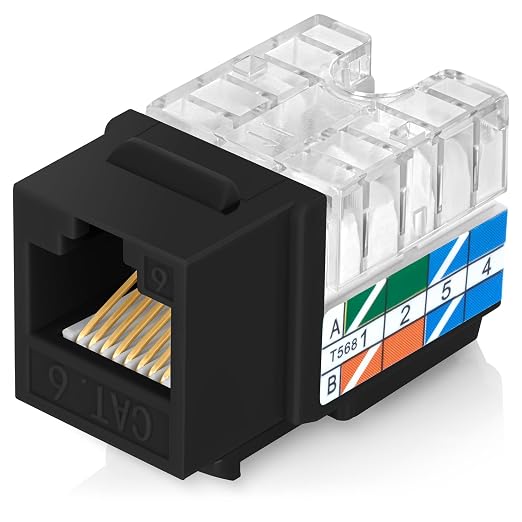 Everest 90° Angled RJ45 Cat6A Keystone Jacks 100-Pack in Black - Image 8