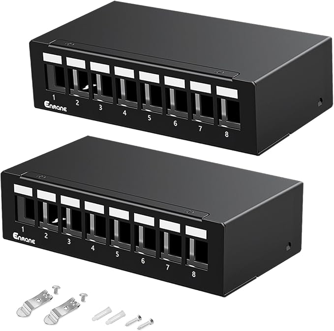 Patch Panel 8 Port Blank Keystone Patch Panel STP&UTP Compatible by Enmane