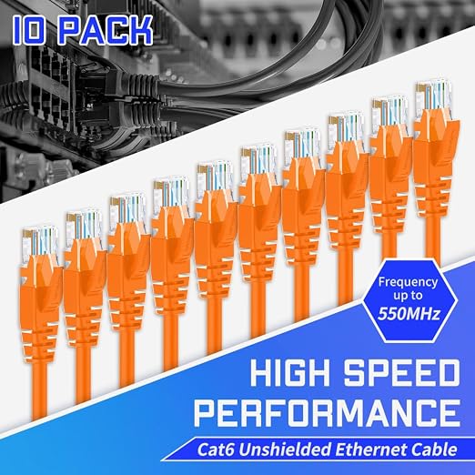 Cat6 Ethernet Cable 6 Feet 10 Pack Network RJ45 Cat6 Internet Patch Cable - Image 2