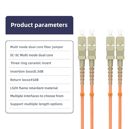 OM1 Fiber Patch Cable, 15M/49.2FT Multimode Duplex Fiber Optic Jumper, - Image 3