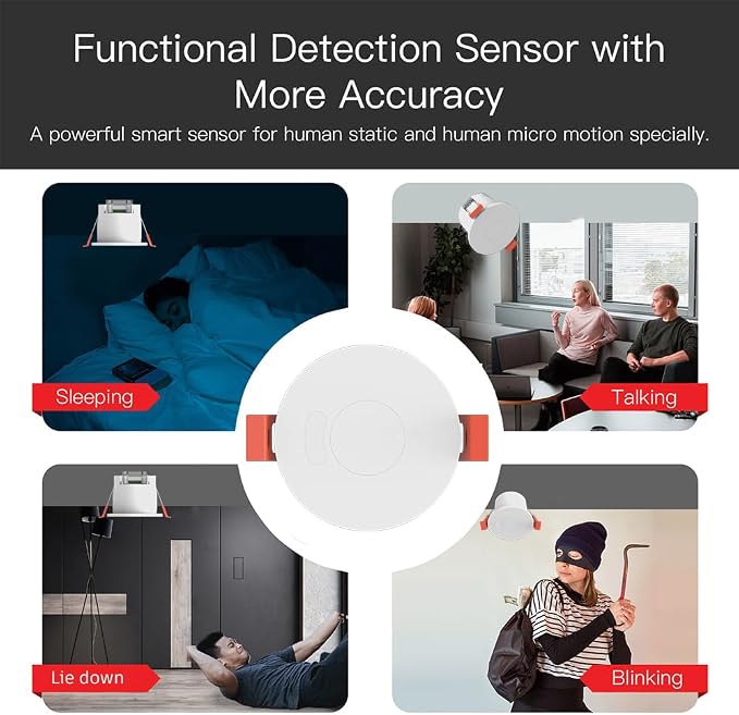 Presence Sensor, WenzhiIoT Smart Motion Sensor WiFi 24 GHz Radar MmWave - Image 7