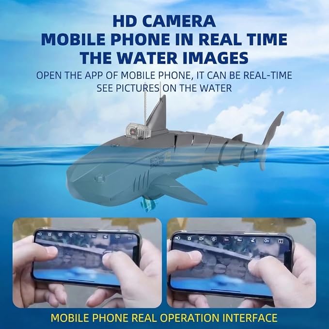 Remote Control Shark Pool with HD Underwater Camera, 2.4G Electric RC Fish Boat - Image 3