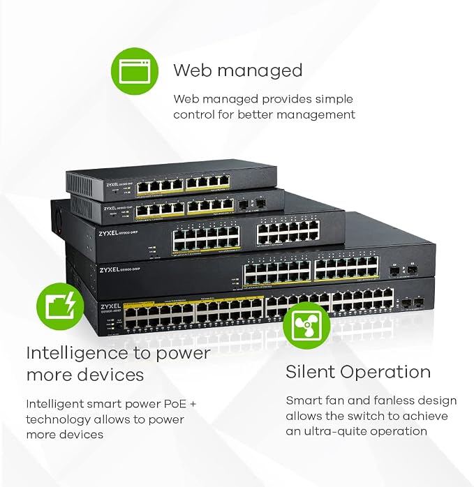 Zyxel 48 Port PoE Switch | Smart Managed | Gigabit Network Ethernet Switch | - Image 3