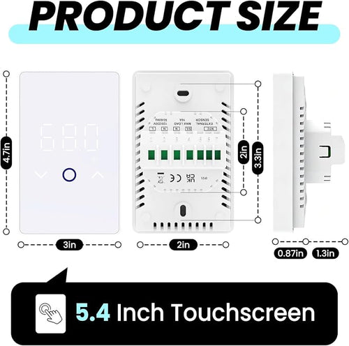 1PC WiFi Thermostat for Electric Floor Heating Systems, Touchscreen LED Display - Image 2