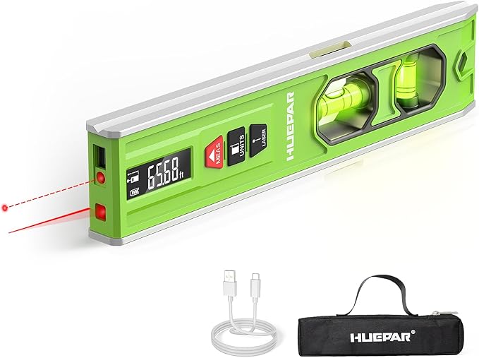 Huepar 3-in-1 Laser Level /65Ft Laser Distance Measure/Magnetic Torpedo Level by Huepar