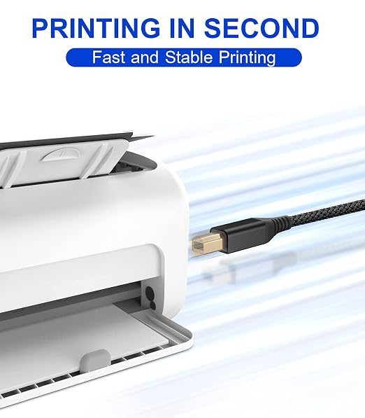 sweguard Printer Cable 15ft USB A to USB B Printer Cord High-Speed Nylon - Image 3