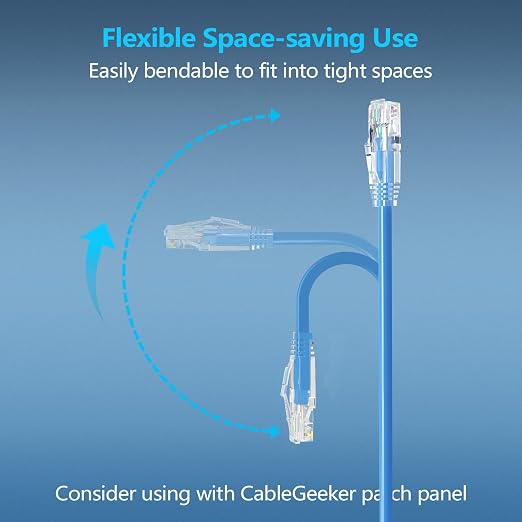 CableGeeker Patch Cables Cat6a 0.5ft Slim, Cat6 Ethernet Patch Cable 10G Support - Image 3
