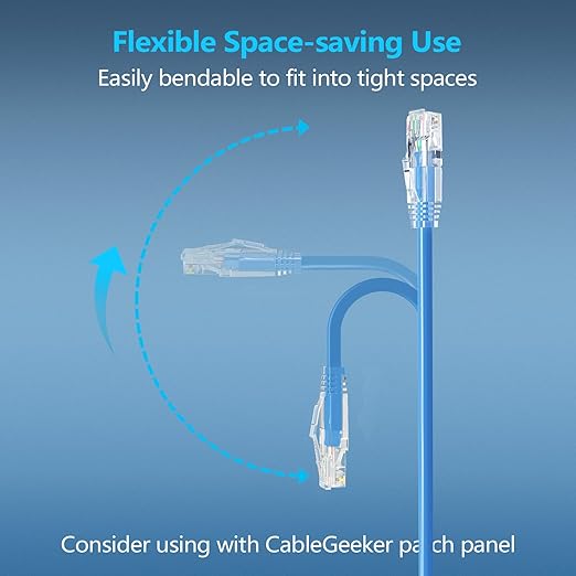 CableGeeker Patch Cables Cat6a 2ft Slim, Cat6 Ethernet Patch Cable 10G Support - Image 3