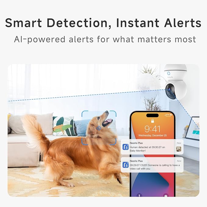 Noorio Security Camera Indoor, 4MP UHD Pet/Dog Camera 360-Degree - Image 7