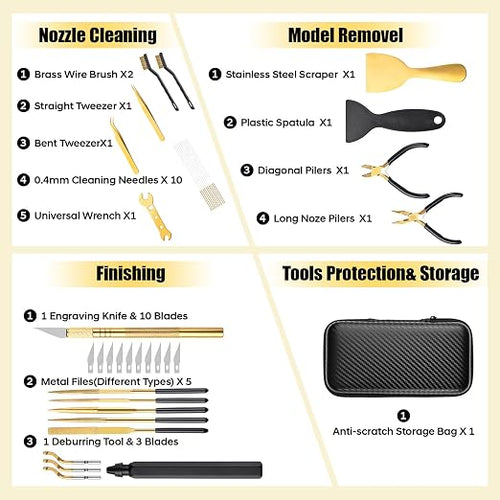 3D Printer Tool Kit, Premium Black & Gold 40-Piece 3D Printing Tool Set - Image 2