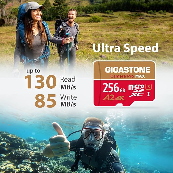 【5-Years Data Recovery】 GIGASTONE 256GB Micro SD Card, 4K Camera Pro MAX - Image 2