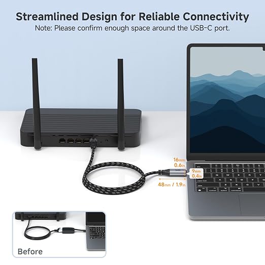 Cable Matters Plug & Play Braided USB C to Ethernet Cable - 3ft - Image 3