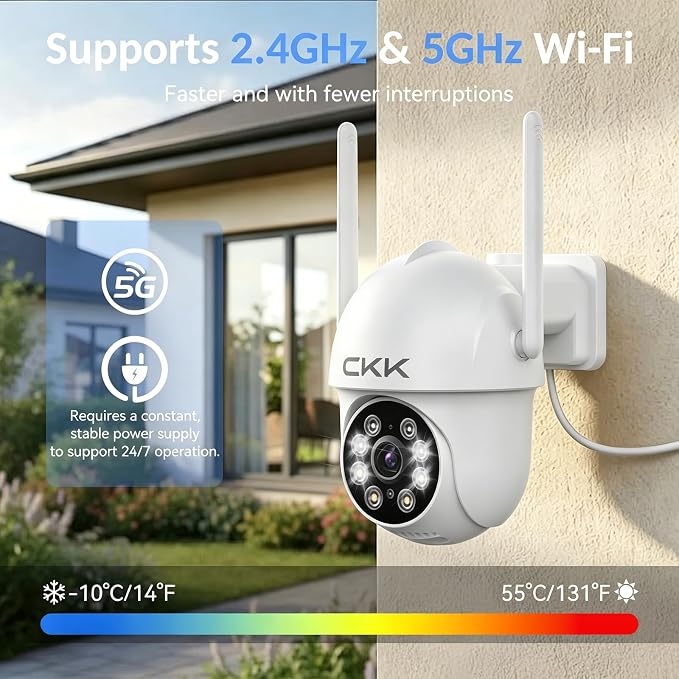 CKK 2K Security Cameras Outdoor 2Pack, 2.4G/5G Wireless Home Security Cameras - Image 9