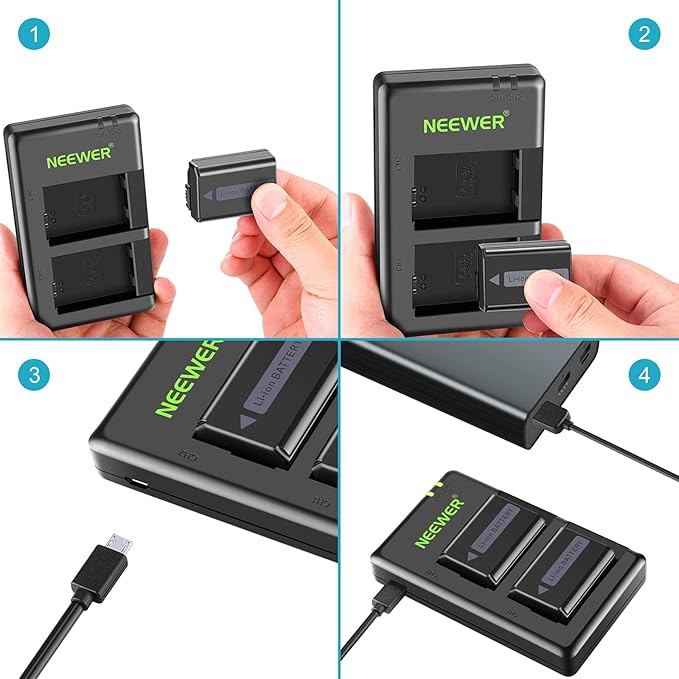 Neewer 2-Pack NP-FW50 Replacement Battery and Dual USB Charger Compatible - Image 6