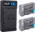 2-Pack EN-EL3e Battery with USB-C Dual Charger Compatible with Nikon D50 by ANCBD