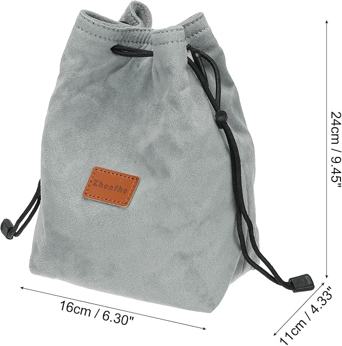 PATIKIL Camera Lens Pouch, L Size Drawstring Lens Case Flannel Camera Lens - Image 2