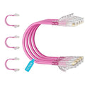 Cat6 Slim Patch Cables 1 Feet 10-Pack Pink, Cat6a Patch Cables 10Gbps 550MHz by Unknown